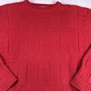 Vintage 90s Red Christopher Hayes Crewneck Cable Knit‎ Sweater Men Medium USA